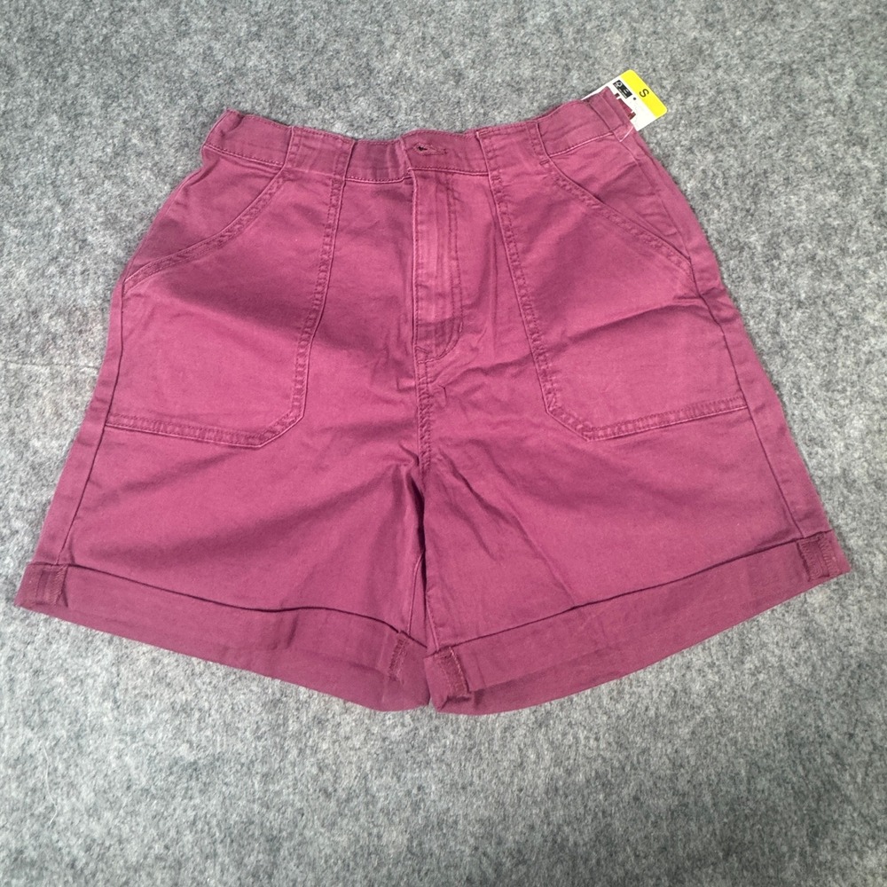 Gloria Vanderbilt Womens Berry Utility Shorts Stretch Cotton Cuffed Size S NEW - Picture 2 of 8